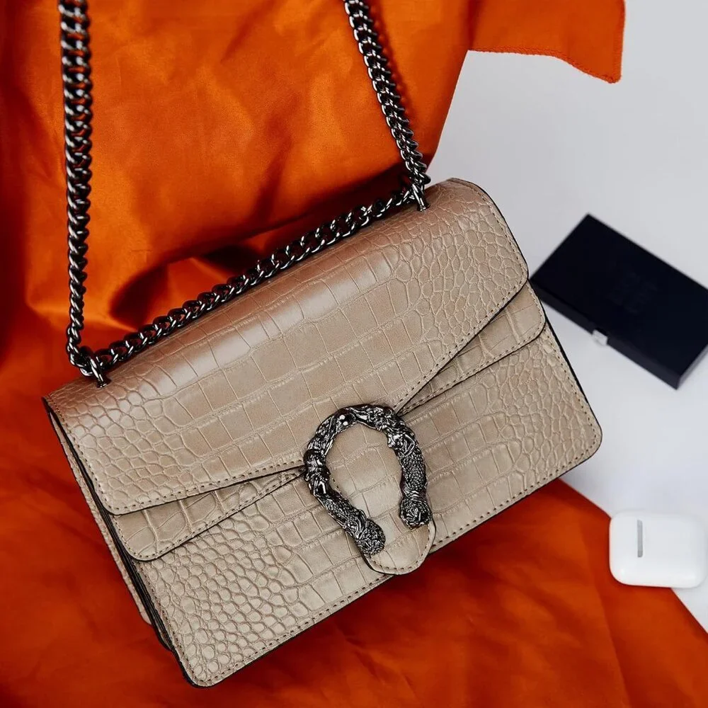 ⚡ Women's Snake Vegan Leather Print Casual Fashion Satchel Tan Crossbody Handbag